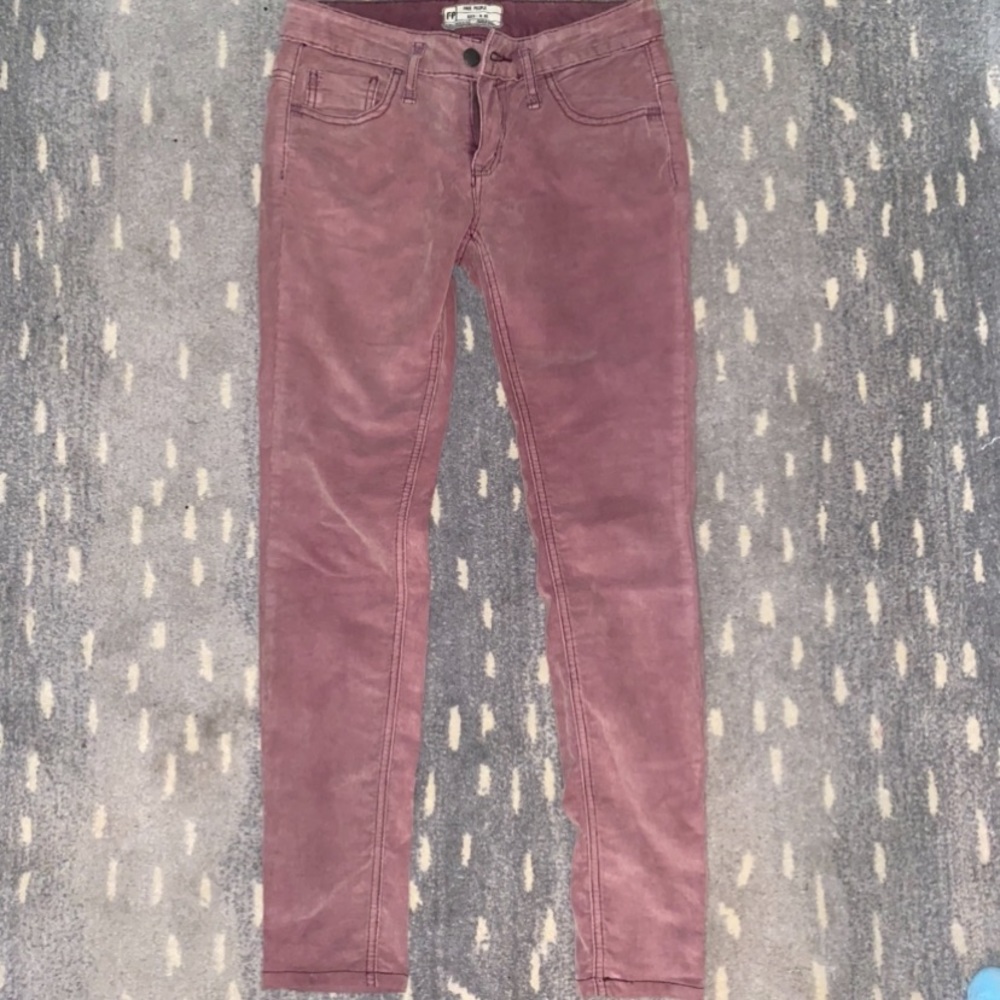 Free People dark pink corduroy skinny jeans
